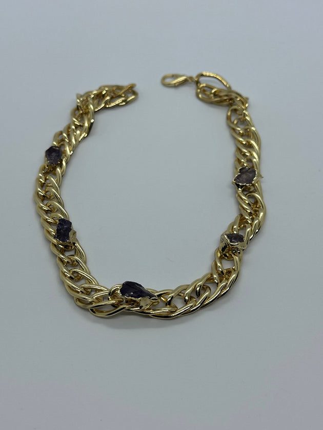 Choker- Mor Renk Doğal Tas