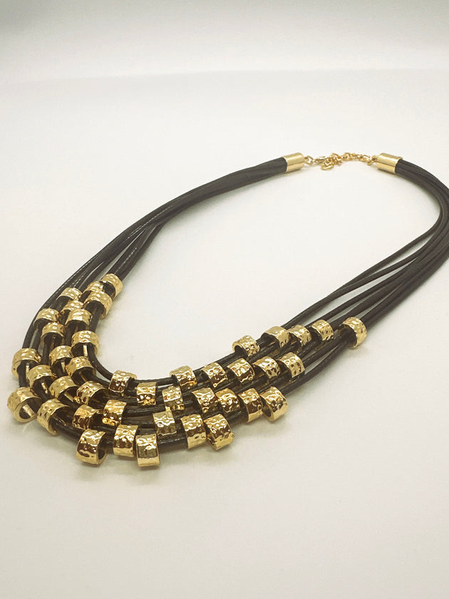 Golden Edge Leather Necklace