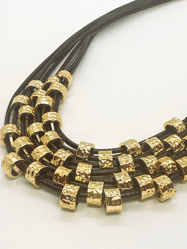 Golden Edge Leather Necklace