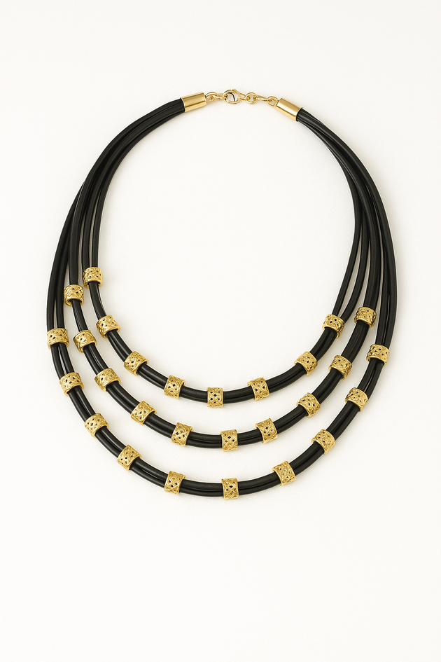 Golden Edge Leather Necklace