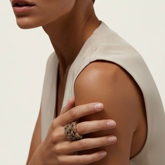 Midnight Lines Adjustable Ring #8