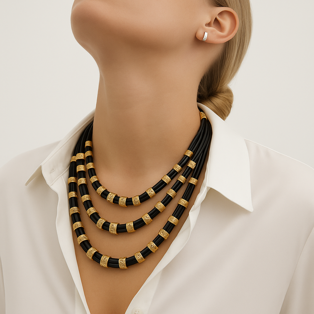 Golden Edge Leather Necklace