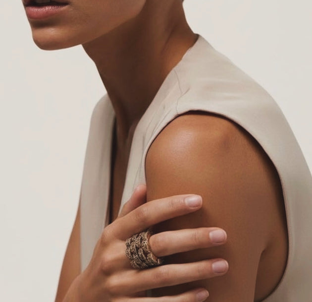 Midnight Lines Adjustable Ring #6